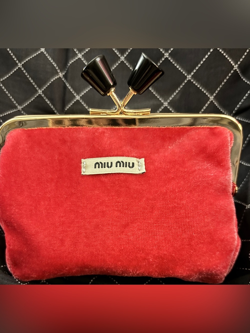 MIU MIU Pink Velvet Kiss-lock Pouch with Gold Frame, Limited Ed., NIB Retail$169
